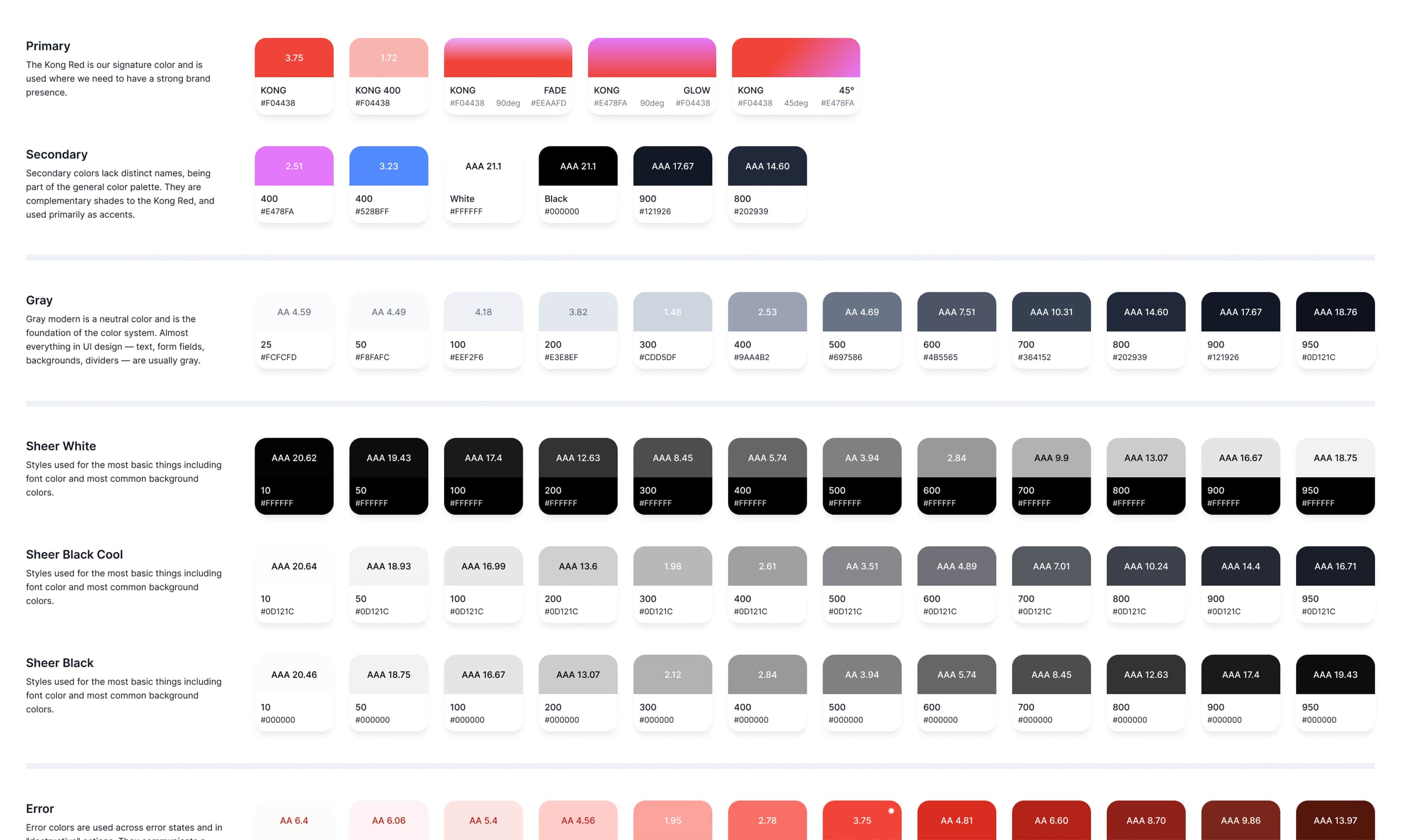 A screenshot of the Konstruct color palette